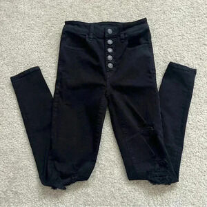 American Eagle Outfitters Button Super Hi Rise Jeggings Black Women’s Size 0 Reg